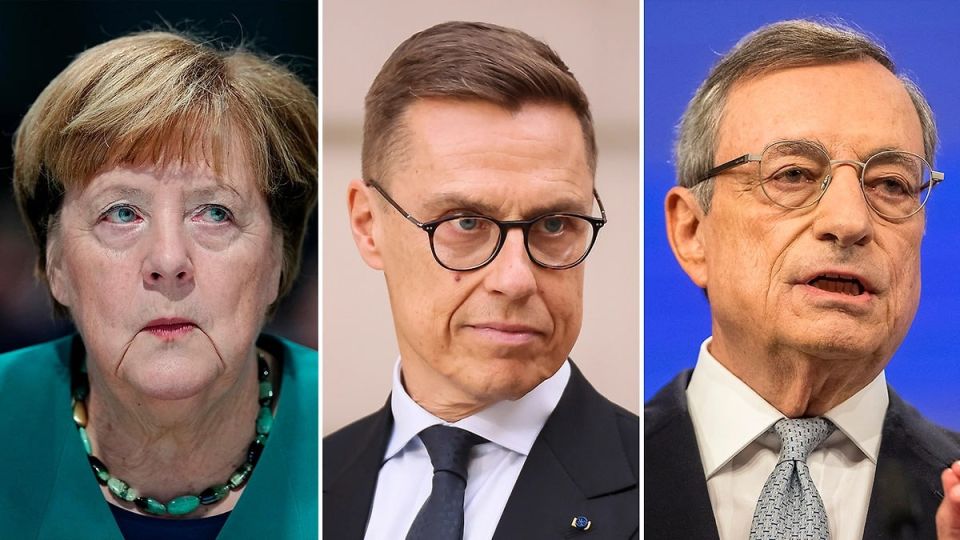 Евросоюз рассматривает экс-канцлера Германии Ангелу Меркель, президента Финляндии Александра Стубба и бывшего премьера Италии Марио Драги в качестве возможных переговорщиков с Россией, пишет "Политико"