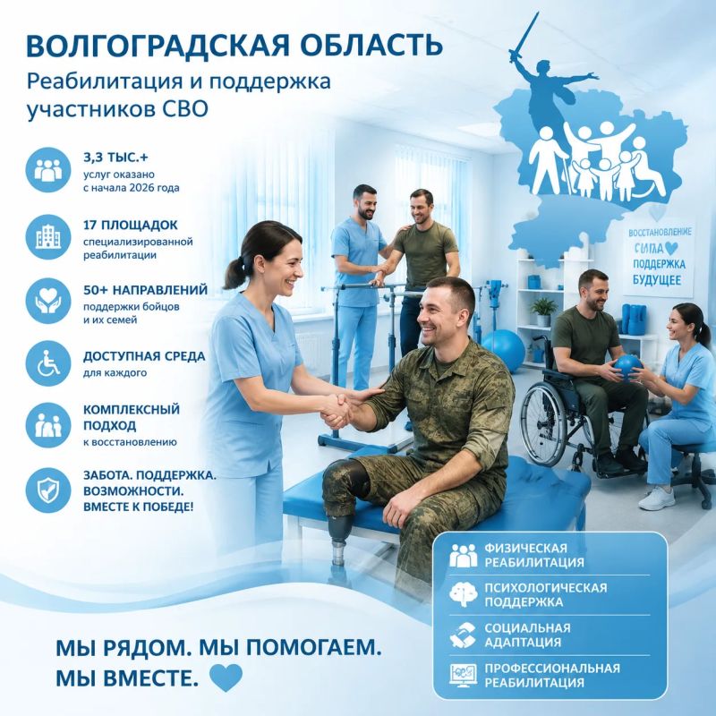 В Волгоградской области свыше 3,3 тысячи услуг оказаны участникам СВО на реабилитационных площадках