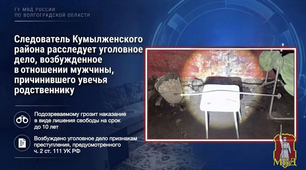 Следователь Кумылженского района расследует уголовное дело, возбужденное в отношении мужчины, причинившего увечья родственнику