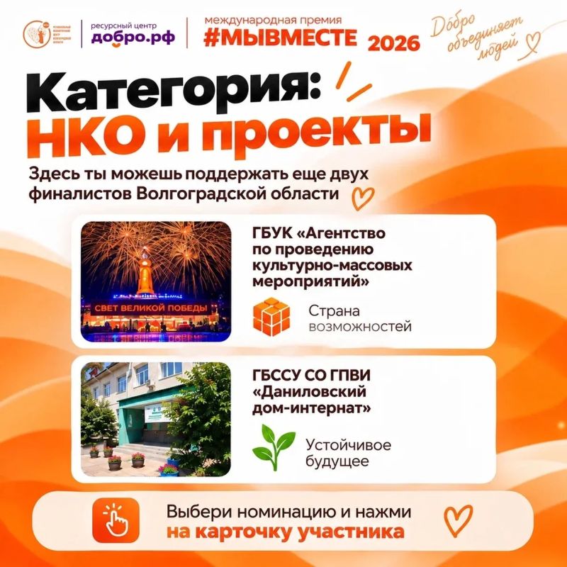 Стартовало народное голосование Международной премии #МЫВМЕСТЕ 2026 Стартовало народное голосование Международной премии #МЫВМЕСТЕ 2026