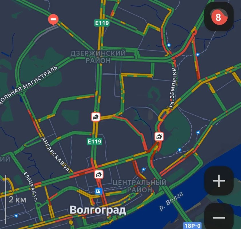 Пробки в 8 баллов сковали Волгоград